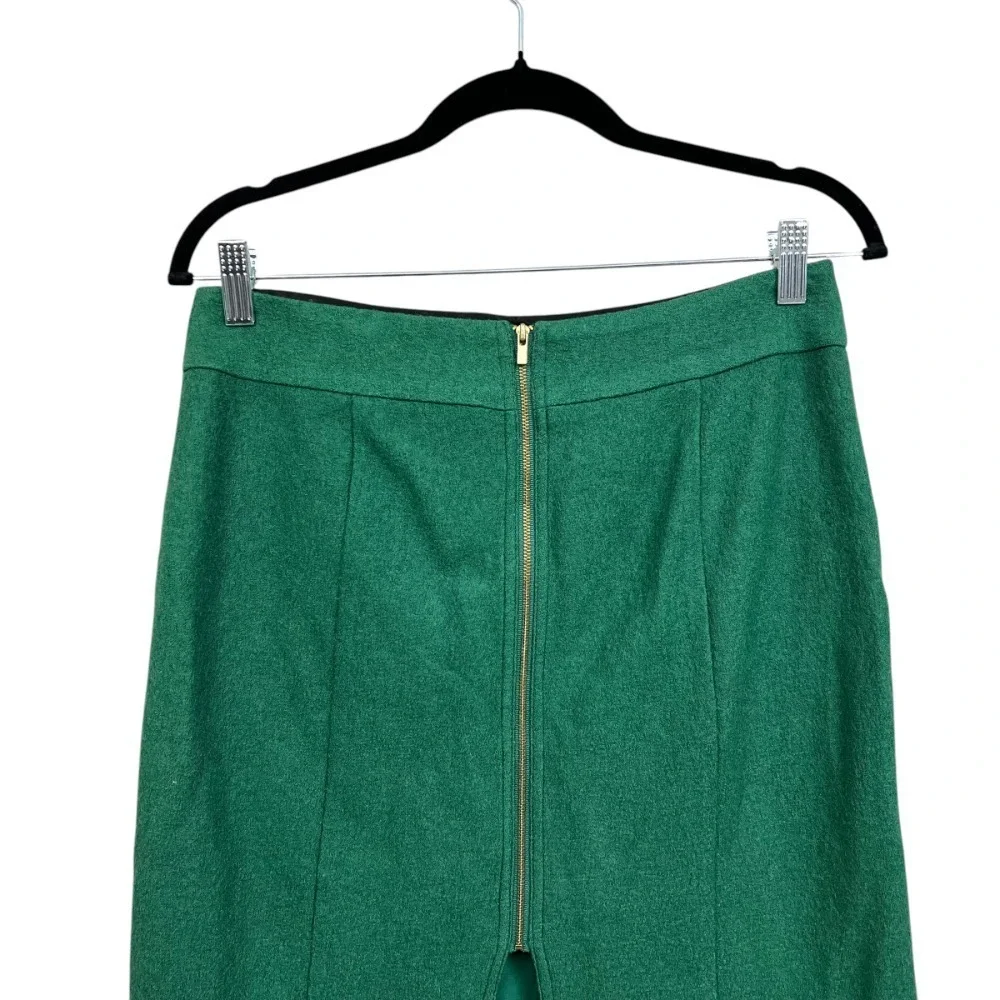 Banana Republic Women Wool Blend Pencil Skirt Lined Full Gold Zipper Green 6P*